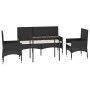 Juego de jardín con cojines 4 piezas ratán sintético negro de vidaXL, Conjuntos de jardín - Ref: Foro24-319504, Precio: 203,1...