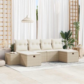 Conjunto de sofá de jardín 6 pcs Beige ratán sintético en Sofás de exterior | Comprar online en Foru.es