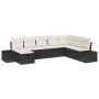 Conjunto de sofá de jardín con almohada 8 pcs Negro Poliratán en Sofás de exterior | Comprar online en Foru.es