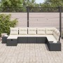 Conjunto de sofá de jardín con almohada 8 pcs Negro Poliratán en Sofás de exterior | Comprar online en Foru.es