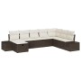 Conjunto de sofá de jardín con almohada 8 pcs Marrón Poliratán en Sofás de exterior | Comprar online en Foru.es