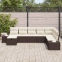 Conjunto de sofá de jardín con almohada 8 pcs Marrón Poliratán en Sofás de exterior | Comprar online en Foru.es
