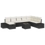 Conjunto de sofá de jardín con almohada 9 pcs Negro Poliratán en Sofás de exterior | Comprar online en Foru.es