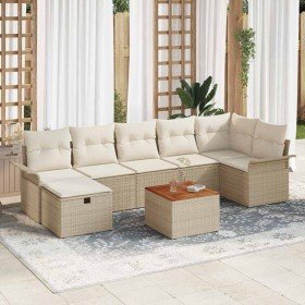 Conjunto de sofá de jardín con cojín 8 pcs Beige Poliratán en Sofás de exterior | Comprar online en Foru.es