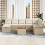 Conjunto de sofá de jardín con cojín 9 pcs Beige Poliratán en Sofás de exterior | Comprar online en Foru.es