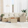 Conjunto de sofás de jardín con cojín 7 pcs Beige Poliratán en Sofás de exterior | Comprar online en Foru.es