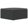 Taburete de jardín con cojín ratán sintético negro de vidaXL, Sofás modulares de exterior - Ref: Foro24-319589, Precio: 62,17...