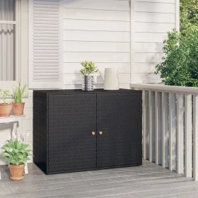 Black PE rattan garden storage cabinet 100x55.5x80 cm by vidaXL, Lockers and storage cabinets - Ref: Foro24-319868, Price: 11...