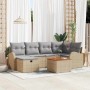 Conjunto de sofá de jardín con cojín 7 pcs Beige Poliratán en Sofás de exterior | Comprar online en Foru.es
