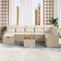 Conjunto de sofá de jardín con cojín 9 pcs Beige Poliratán en Sofás de exterior | Comprar online en Foru.es