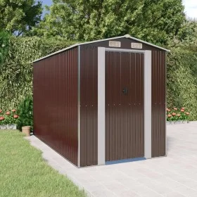 Cobertizo jardín acero galvanizado marrón oscuro 192x357x223 cm de vidaXL, Cobertizos - Ref: Foro24-3147462, Precio: 479,80 €...