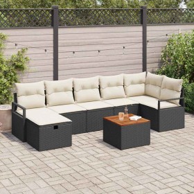 Conjunto de sofá de jardín con cojín 8 pcs Negro Poliratán en Sofás de exterior | Comprar online en Foru.es