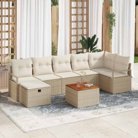 Conjunto de sofá de jardín con cojín 8 pcs Beige Poliratán en Sofás de exterior | Comprar online en Foru.es