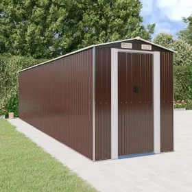 Dark brown galvanized steel garden shed 192x772x223 cm by vidaXL, Sheds - Ref: Foro24-3147467, Price: 967,33 €, Discount: %