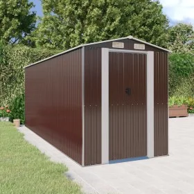 Cobertizo jardín acero galvanizado marrón oscuro 192x523x223 cm de vidaXL, Cobertizos - Ref: Foro24-3147464, Precio: 713,50 €...