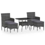 Set comedor jardín 5 pzas ratán sintético vidrio templado gris en Conjuntos de jardín | Comprar online en Foru.es