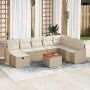 Conjunto de sofá de jardín con cojín 9 pcs Beige Poliratán en Sofás de exterior | Comprar online en Foru.es