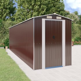 Cobertizo jardín acero galvanizado marrón oscuro 192x689x223 cm de vidaXL, Cobertizos - Ref: Foro24-3147466, Precio: 920,53 €...