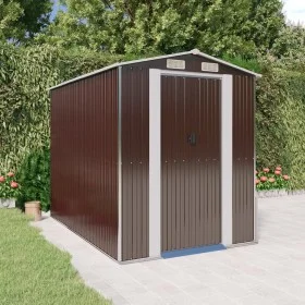 Cobertizo jardín acero galvanizado marrón oscuro 192x274x223 cm de vidaXL, Cobertizos - Ref: Foro24-3147461, Precio: 393,26 €...
