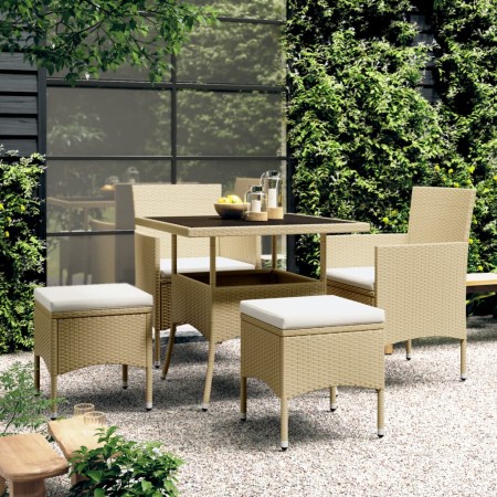 Juego de comedor para jardín de 5 piezas ratán sintético beige en Conjuntos de jardín | Comprar online en Foru.es