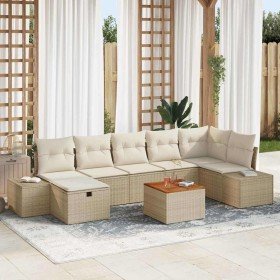 Conjunto de sofá de jardín con cojín 8 pcs Beige Poliratán en Sofás de exterior | Comprar online en Foru.es