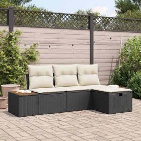 Conjunto de sofá de jardín 4 pcs Negro ratán sintético en Sofás de exterior | Comprar online en Foru.es