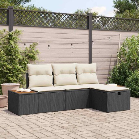 Conjunto de sofá de jardín 4 pcs Negro ratán sintético en Sofás de exterior | Comprar online en Foru.es