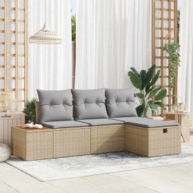 Conjunto de sofá de jardín 4 pcs Beige ratán sintético en Sofás de exterior | Comprar online en Foru.es