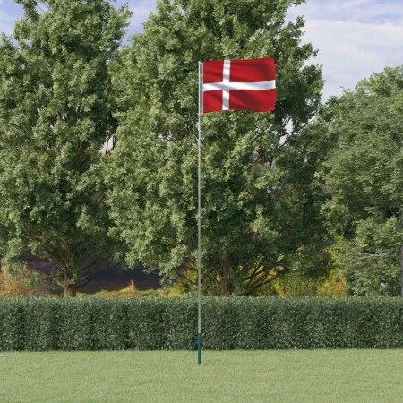 Mástil y bandera de Dinamarca aluminio 5,55 m de vidaXL, Banderas y mangas de viento - Ref: Foro24-3147119, Precio: 51,97 €, ...