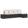 Conjunto de sofá de jardín con almohada 5 pcs Negro Poliratán en Sofás de exterior | Comprar online en Foru.es