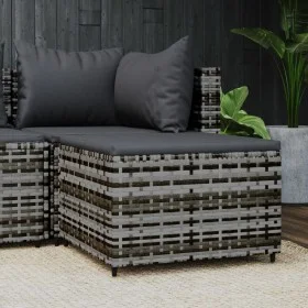 Reposapiés de jardín con cojín ratán sintético gris de vidaXL, Otomanas de exterior - Ref: Foro24-319772, Precio: 37,10 €, De...