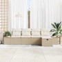 Conjunto de sofá de jardín con almohada 5 pcs Beige Poliratán en Sofás de exterior | Comprar online en Foru.es