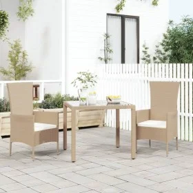 Sillas de jardín con cojines 2 unidades ratán sintético beige de vidaXL, Sillas de jardín - Ref: Foro24-319532, Precio: 155,3...