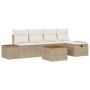 Conjunto de sofá de jardín con almohada 6 pcs Beige Poliratán en Sofás de exterior | Comprar online en Foru.es