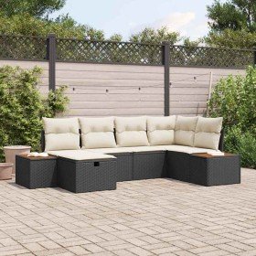 Conjunto de sofá de jardín 6 pcs Negro ratán sintético en Sofás de exterior | Comprar online en Foru.es