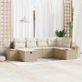 Conjunto de sofá de jardín con almohada 6 pcs Beige Poliratán en Sofás de exterior | Comprar online en Foru.es