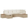 Conjunto de sofá de jardín con almohada 6 pcs Beige Poliratán en Sofás de exterior | Comprar online en Foru.es