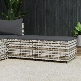 Reposapiés de jardín con cojines 2 uds ratán sintético gris de vidaXL, Otomanas de exterior - Ref: Foro24-319773, Precio: 66,...
