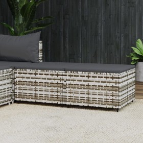 Reposapiés de jardín con cojines 2 uds ratán sintético gris de vidaXL, Otomanas de exterior - Ref: Foro24-319773, Precio: 67,...