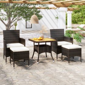 Set comedor jardín 5 pzas ratán sintético y madera acacia negro en Conjuntos de jardín | Comprar online en Foru.es