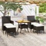 Set comedor jardín 5 pzas ratán sintético y madera acacia negro en Conjuntos de jardín | Comprar online en Foru.es