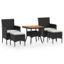 Set comedor jardín 5 pzas ratán sintético y madera acacia negro en Conjuntos de jardín | Comprar online en Foru.es