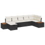 Conjunto de sofá de jardín con almohada 7 pcs Negro Poliratán en Sofás de exterior | Comprar online en Foru.es