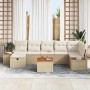 Conjunto de sofá de jardín con almohada 8 pcs Beige Poliratán en Sofás de exterior | Comprar online en Foru.es