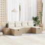 Conjunto de sofá de jardín con almohada 6 pcs Beige Poliratán en Sofás de exterior | Comprar online en Foru.es