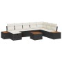 Conjunto de sofá de jardín con almohada 9 pcs Negro Poliratán en Sofás de exterior | Comprar online en Foru.es