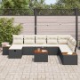 Conjunto de sofá de jardín con almohada 9 pcs Negro Poliratán en Sofás de exterior | Comprar online en Foru.es