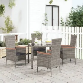 Sillas de jardín con cojines 4 unidades ratán sintético gris de vidaXL, Sillas de jardín - Ref: Foro24-319528, Precio: 327,78...