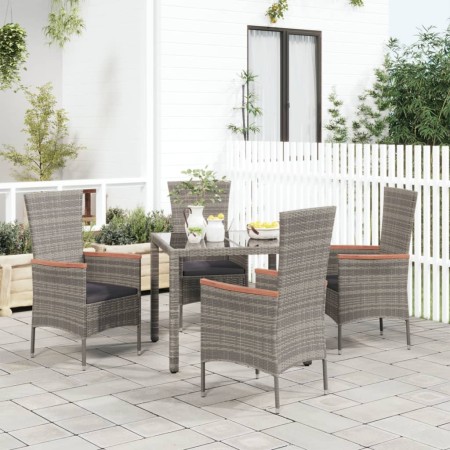 Sillas de jardín con cojines 4 unidades ratán sintético gris de vidaXL, Sillas de jardín - Ref: Foro24-319528, Precio: 307,92...