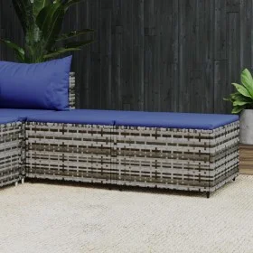 Reposapiés de jardín con cojines 2 uds ratán sintético gris de vidaXL, Otomanas de exterior - Ref: Foro24-319853, Precio: 65,...